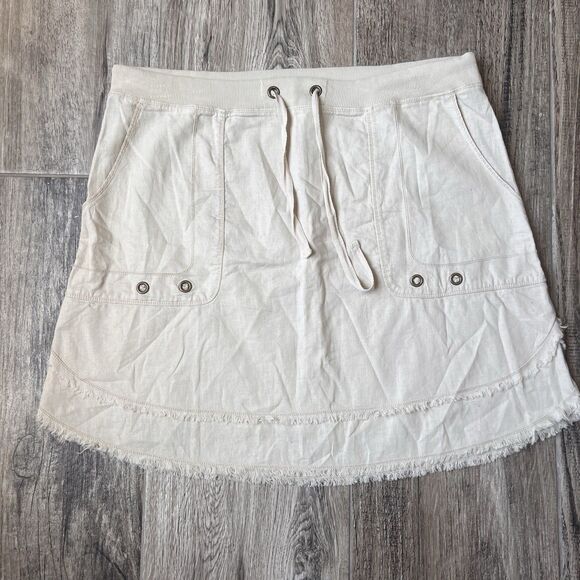 Xcvi Wearables Linen Cotton Blend Tan Skirt Sz SMALL Lagenlook A-Line Casual NWT - Picture 1 of 8